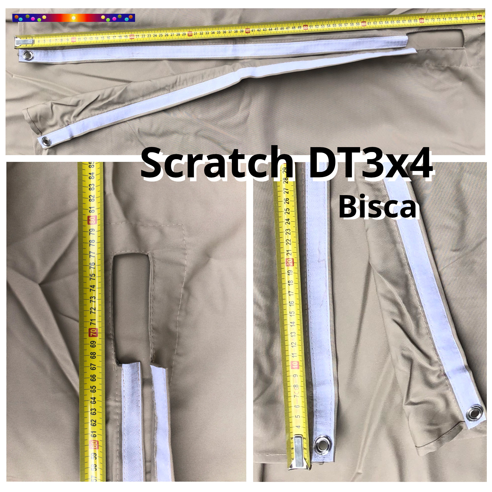 Scratch/bande auto-aggripante de la toile DT3x4  : dimensions